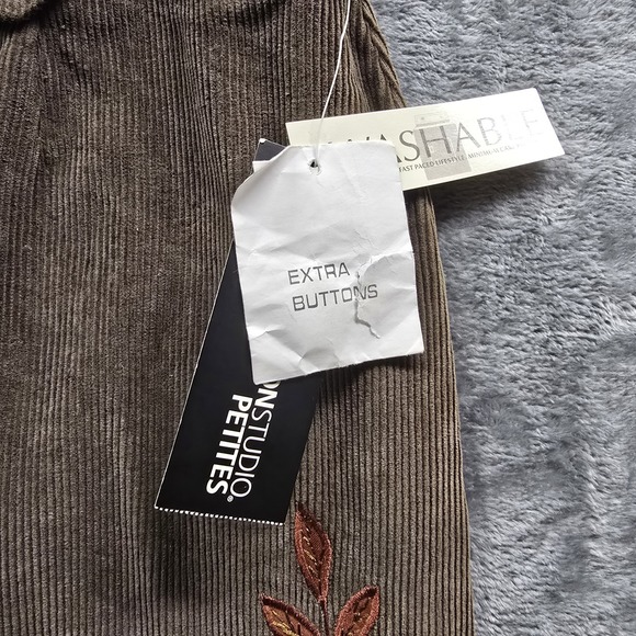 VTG Corduroy Skirt Women's Sz 8 Petites Brown Embroider Fall Autumn Thanksgiving - Picture 3 of 9